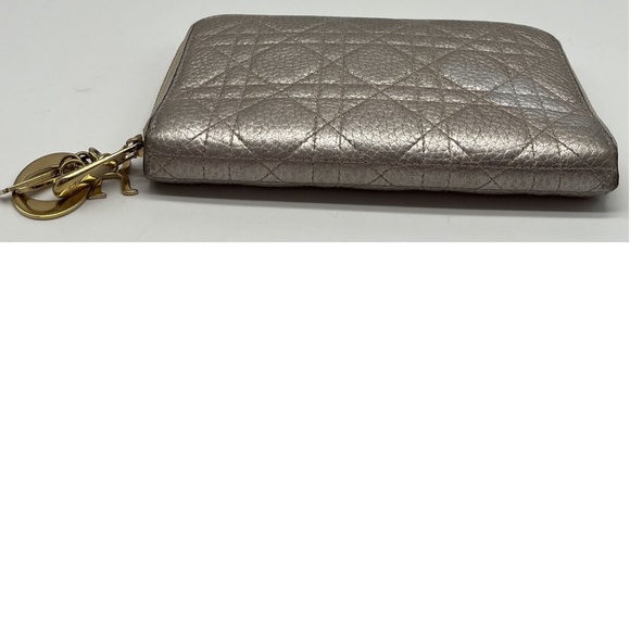 Christian Dior Lady Dior Leather Cannage Quilted Zip-Around Wallet w/ Logo Charm - Picture 3 of 8